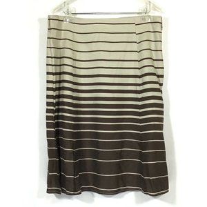 Sherry Taylor / Lined Back-Zip Mermaid Panel Skirt / Brown Striped / Size XL